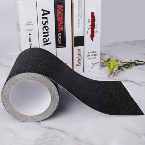 Bande Antidérapante Adhésive pour Escaliers, Friction, Abrasif pour les Sécurité, Escabeau, Intérieur, Extérieur, Haute Traction, 15CM x 5M, Noir