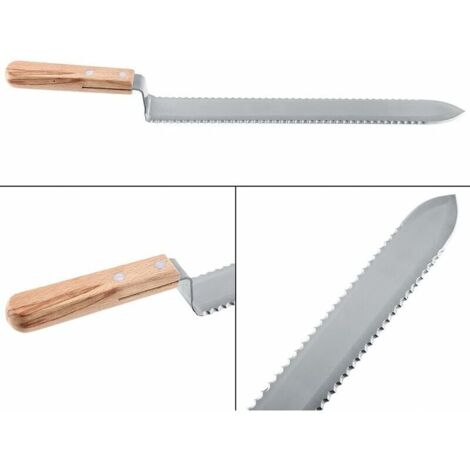 Couteau à Désoperculer Dentelé Outil de récolte de miel professionnel pour l'apiculture, lame en acier inoxydable et poignée en bois, pour une récolte efficace du miel, extraction facile du miel 280mm