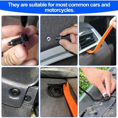 Rivet Clips Plastique 925 Pcs, Clips Voiture Noir Universel Rivet Plastique Fixation, Clips de Fixation pour Auto Voitures Panneaux de Portes avec Boîte de Rangement et Outil de Démontage