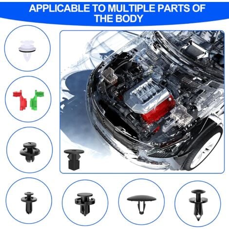 Rivet Clips Plastique 925 Pcs, Clips Voiture Noir Universel Rivet Plastique Fixation, Clips de Fixation pour Auto Voitures Panneaux de Portes avec Boîte de Rangement et Outil de Démontage