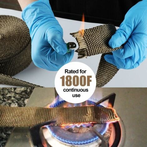 15M50mm Ruban Isolant Thermique en Titanium Magma + 10 Attaches de Câble en Acier Inoxydable de pour Tuyeau Collecteur Echappement Moto Bande Isolante Thermique