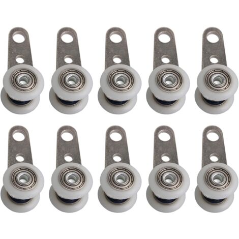 Lauwexe – Lot de 10 roulettes pour baies vitrées et portes coulissantes – Métal et plastique – Roulements intégrés – Dimensions 4,5 x 1,9 cm