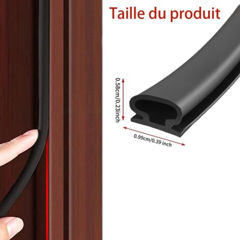 Joint Porte Fenetre Isolation Froid et Phonique,Type D Caoutchouc Joint de Porte, TPE Autocollante en porte Bande D'étanchéité, pour isolation phonique porte, Joint Etancheite Entree (Noir, 10m)