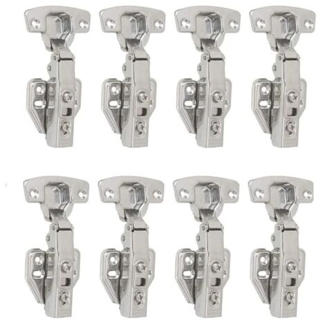 Lauwexe – Charnière pour meuble à fermeture amortie 110° – Acier nickelé – Ø 35 mm – Épaisseur de porte 16-20 mm – Lot de 8 unités