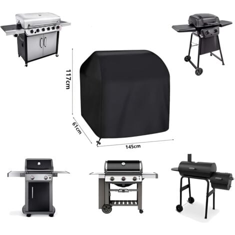 Housse Barbecue Extérieur Bâche de Protection BBQ Imperméable Couverture de Gril pour Anti-UV Anti-poussière Anti-Humidité (145cm x 61cm x 117cm)