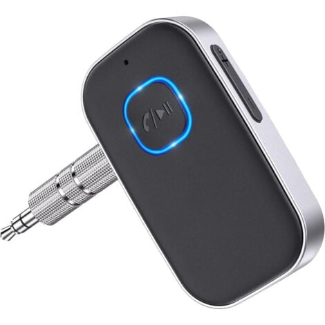 Recepteur Bluetooth 5.0 Voiture, Adaptateur Bluetooth Voiture 3,5mm AUX Jack avec sans Fil Réduction du Bruit pour Stéréo Voiture/Stéréo Domestique/Casque Filaire/Haut-Parleur/Mains Libres