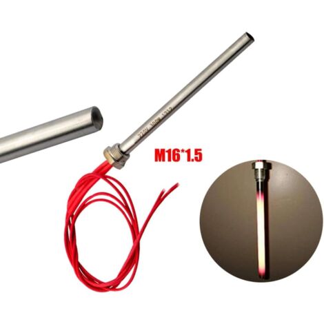 Bougie d'allumage 220 V 300 W pour poêle à granulés de bois – 140 mm (longueur) – Filetage M16 et pas de 1,5 mm