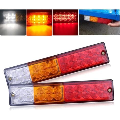 2PCS 12V Feux de Remorque LED,Universel LED Feux Arrière 20LED Feux de Recul Freinage Clignotant Eclairage Phare Arrière pour Remorque Camion Tracteur Caravane Bus Camping