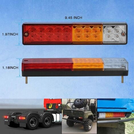 2PCS 12V Feux de Remorque LED,Universel LED Feux Arrière 20LED Feux de Recul Freinage Clignotant Eclairage Phare Arrière pour Remorque Camion Tracteur Caravane Bus Camping