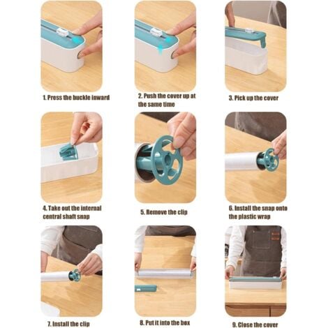 Distributeur De Film, Rangement Papier Alu Et Film Alimentaire, Boîte De Découpe De Film Alimentaire, Distributeur De Film Alimentaire avec Cutter, Dérouleur Film Alimentaire pour Cuisine