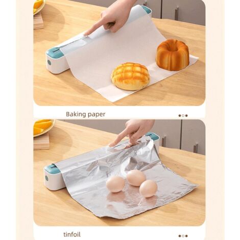 Distributeur De Film, Rangement Papier Alu Et Film Alimentaire, Boîte De Découpe De Film Alimentaire, Distributeur De Film Alimentaire avec Cutter, Dérouleur Film Alimentaire pour Cuisine