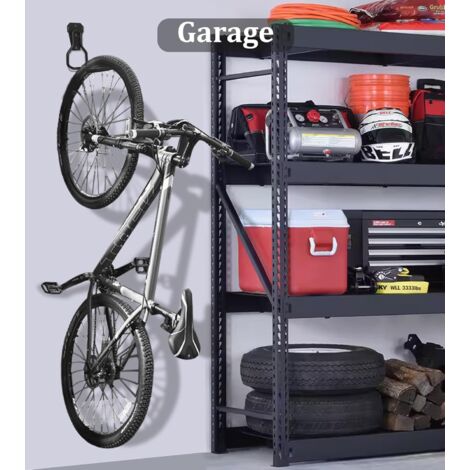 Lot De 12 Crochets De Rangement Mural/Pla-fond Pour Vélo - Acier Revêtu PVC Noir - 16.5cm - Pour Garage, Atelier, Jardin