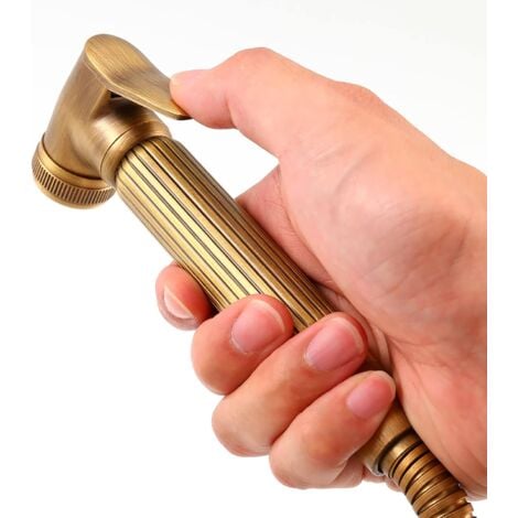 Kit Douchette WC pour Toilette, Bidet Pulvérisateur en Laiton Pulvérisateur de Bidet à Main Mural Toilette Bidet Spray avec Tuyau et Support pour Salle de Bain,Antique Bronze