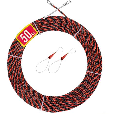 Lauwexe – Aiguille d'électricien 50m – Diamètre 6mm – Polyester à triple torsion – Résistance à la chaleur et anti-vieillissement – Pour câblage dans espaces restreints