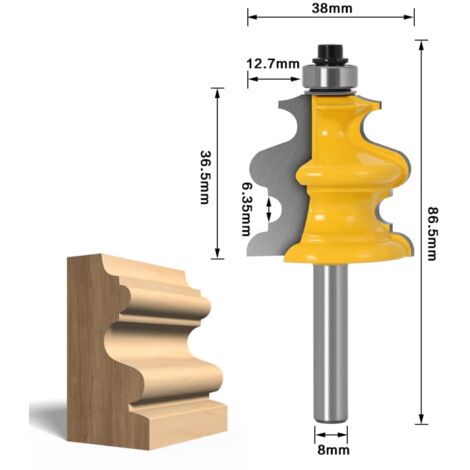 Jeu De 3 Fraises à Défoncer APLUS - Tige 8mm Pour Moulures Bois - Travail Menuiserie