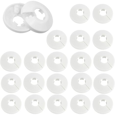 Lauwexe – Lot de 30 cache-tuyaux en plastique blanc – Diamètre 16 mm pour tuyaux de 15 mm – Solution esthétique pour dissimuler tuyaux de radiateur