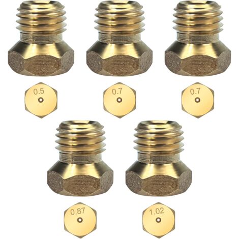 Lauwexe – Lot de 5 gicleurs gaz butane pour plaque de cuisson – Buses en laiton de 0,5/0,7/0,87/1,02 cm – Remplacement rapide et facile