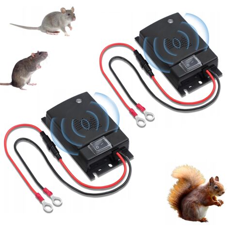 [JAMAIS UTILISÉ] 2X Répulsif à ultrasons Répulsif Automatique à ultrasons pour Animaux/Souris/Rats, Contrôle antiparasitaire Automatique 12V Véhicule de défense Contre Les rongeurs Protection des véhi (1/5)