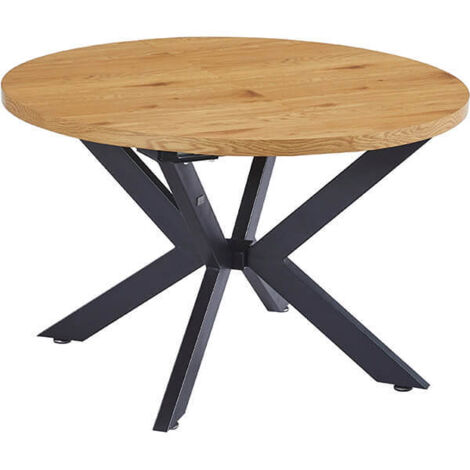Home Deluxe – Table à manger ronde extensible 120-160 cm – Pied en étoile – MDF chêne clair – Surface facile à entretenir – 4 à 6 places (1/5)