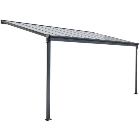Home Deluxe – Toit de terrasse SOLIS gris 312x320 cm – Panneaux alvéolaires polycarbonate – Structure aluminium – Matériel de montage inclus (1/5)