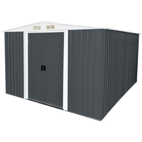 Home Deluxe – Abri de jardin métal 257 x 313 x 178 cm – Acier galvanisé résistant aux intempéries – Porte coulissante – 7,9 m² de surface (1/4)