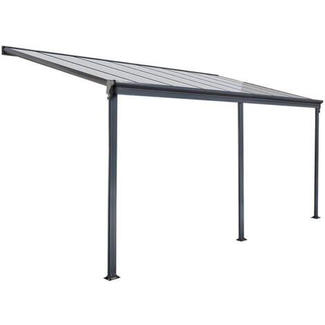 Home Deluxe – Toit de terrasse SOLIS gris 496x300 cm – Aluminium avec plaques alvéolaires – Résistant aux chocs et aux UV – Abri de voiture pergola (1/5)
