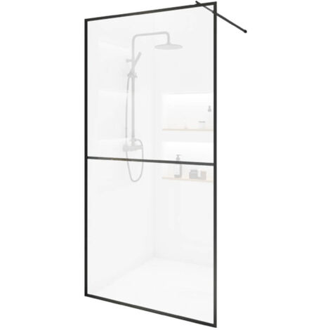 Home Deluxe - Paroi de douche verre ESG BAKI noir 2 grilles Dimension : 100 x 200 cm (1/5)