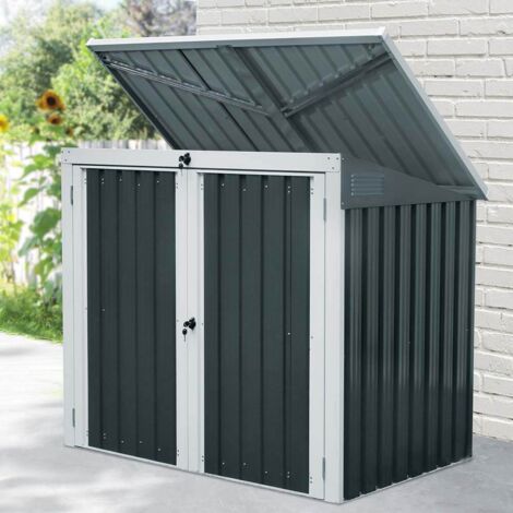 Home Deluxe – Abri pour poubelles BASURA M 2 x 240L – Acier zingué 0,25mm – Dimensions 158 x 101 x 134 cm – Système d'aération intégré (1/5)