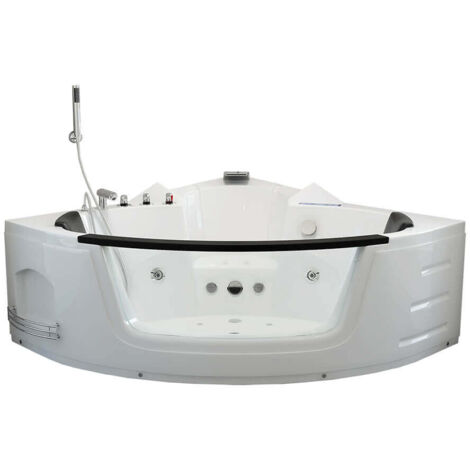 Home Deluxe – Baignoire balnéo LAGUNA L KOMPAKT 140 x 140 cm – Luminothérapie – Buses hydromassage réglables – Chauffage 1500W – Radio intégrée