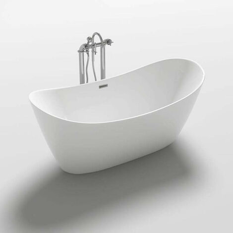 Home Deluxe – Baignoire à poser OVALO 170 x 80 cm – Acrylique blanc – Design ergonomique – Protection anti-débordement incluse – Pieds réglables (1/5)