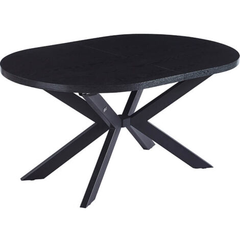Home Deluxe – Table de salle à manger ovale extensible 160-200 x 100 cm – MDF Dark Oak – Pied en étoile métal – Installation facile (1/5)