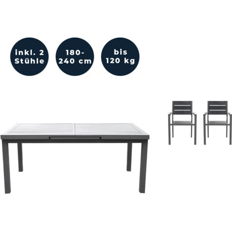 Home Deluxe - Salon de jardin CALIDO MADERA avec table de jardin extensible & 2 chaises lot de 3 pcs. (1/5)
