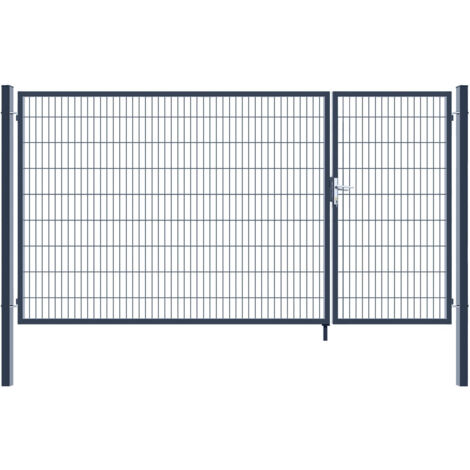 Home Deluxe - Portail de jardin à double battant ADITUS Couleur : anthracite, Dimension : 180 x 350 cm (1/5)