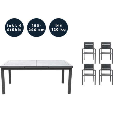 Home Deluxe - Salon de jardin CALIDO MADERA avec table de jardin extensible & 4 chaises  lot de 5 pcs. (1/5)