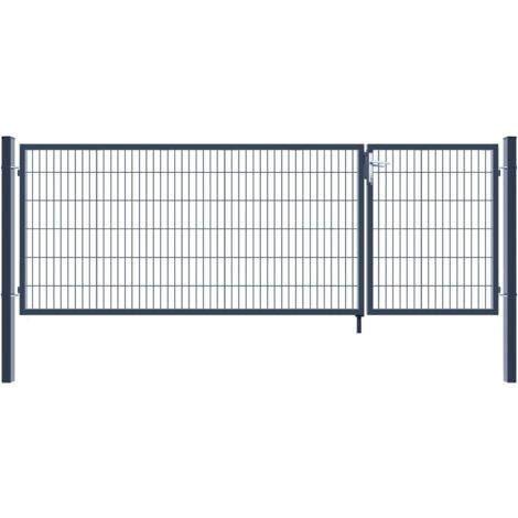 Home Deluxe – Portail aluminium double battant 120 x 350 cm – Acier galvanisé à chaud – Résistant aux intempéries – Installation facile (1/5)