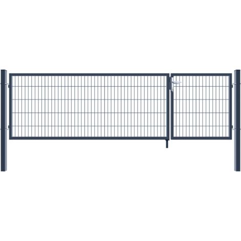 Home Deluxe – Portail de jardin à double battant anthracite 100 x 350 cm – Acier galvanisé – Résistant aux intempéries – Montage facile (1/5)