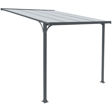 Home Deluxe – Auvent porte d'entrée CUBIS L 294 x 150 cm en aluminium anthracite – Panneaux en polycarbonate double paroi – Gouttière intégrée