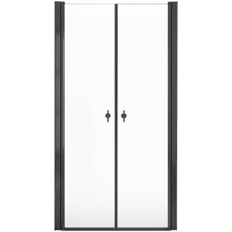 Home Deluxe – Paroi de douche LAVEA – Verre transparent noir 6 mm – Dimensions 85 x 195 cm – Charnières et matériel de montage inclus – Porte battante (1/5)