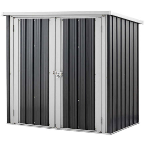 Home Deluxe – Abri de jardin métal 147x86x134cm – Acier galvanisé résistant aux intempéries – Double porte battante 118cm – Toit à une pente (1/5)