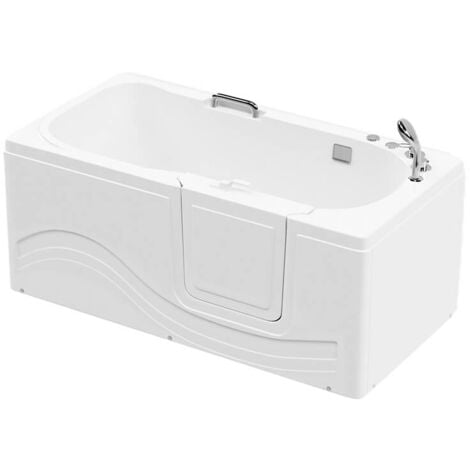 HOME DELUXE - Baignoire pour personnes âgées couchée avec fonction balnéo VITAL M - 153 x 76 cm  Sortie latérale : droite