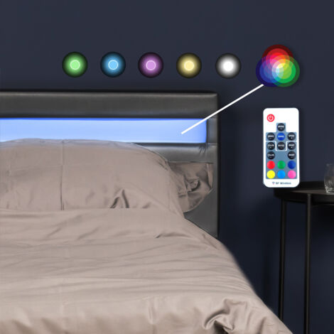 HOME DELUXE - LED Lit ASTRO  Couleur : gris foncé, Dimension : 90 x 200 cm