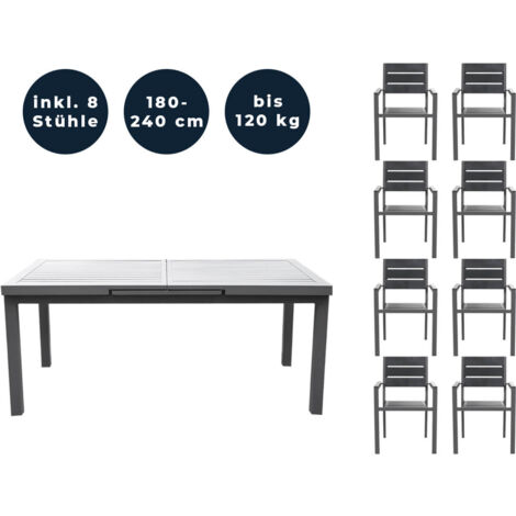 Home Deluxe - Salon de jardin CALIDO MADERA avec table de jardin extensible & 8 chaises  lot de 9 pcs. (1/5)