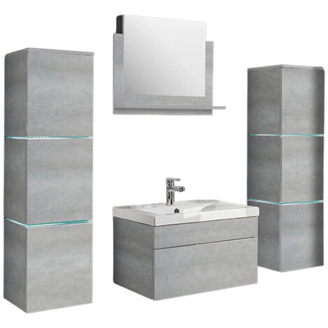 HOME DELUXE - Ensemble complet de meubles de salle de bain WANGEROOGE  Couleur : Gris, Taille : XL
