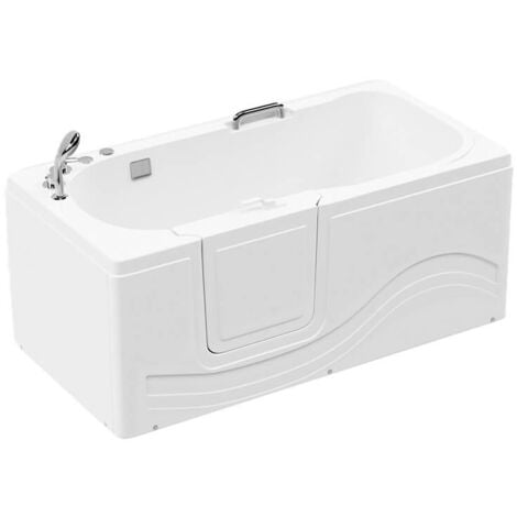 HOME DELUXE - Baignoire pour personnes âgées couchée avec fonction balnéo VITAL M - 153 x 76 cm  Sortie latérale : gauche