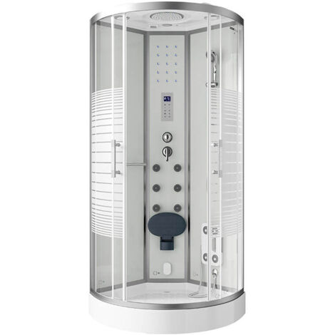 Home Deluxe - Douche à vapeur avec cascade et sauna à vapeur WHITE PEARL  Couleur : blanc, Dimension : 100 x 100 cm (1/9)