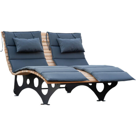 Home Deluxe - Chaise longue/canapé en bois ondulé avec 1x support TAIGA Quantité 2 (1/5)