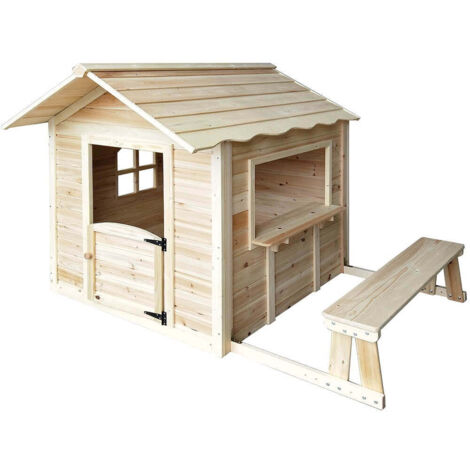 Home Deluxe - Maison de jeu DER GROSSE PALAST - 106 x 111 cm Couleur : Nature, Equipement : Avec banc