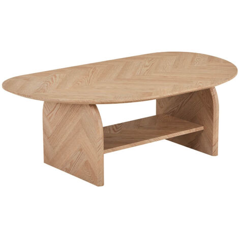 Home Deluxe – Table basse ovale LIARA 120 x 42 x 70 cm – MDF Fishbone Oak – Design moderne avec rangement – Montage facile (1/5)