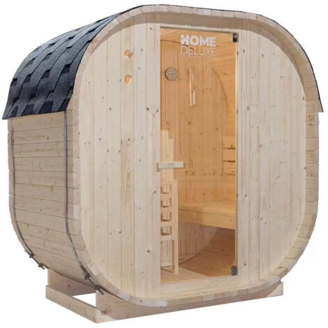 Home Deluxe – Sauna d'extérieur CUBE M – Bois d'épicéa – Poêle 3,6 kW – Température 80-100°C – Dimensions 192,8 x 194 x 120 cm