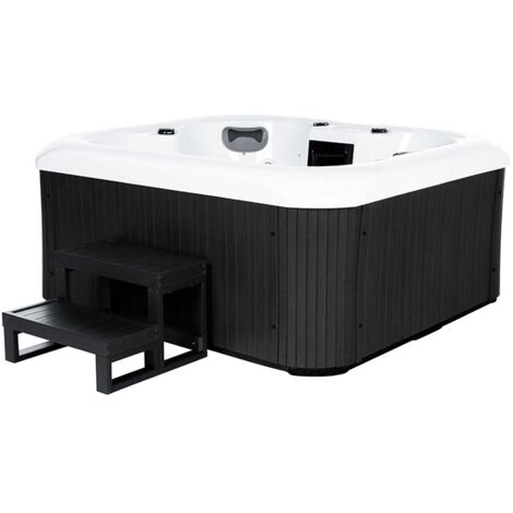 Home Deluxe – Spa rigide extérieur 4 personnes – 19 jets de massage – Couverture thermique incluse – Dimensions 180 x 160 x 79 cm – WPC résistant